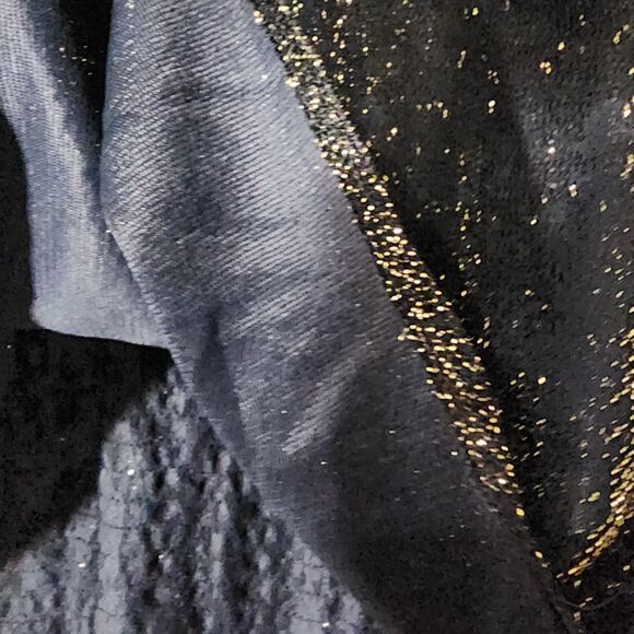 Roamans Black Gold Sequin VINTAGE Holiday Shell Top Plus Size 20/22 Stretch - Picture 7 of 16